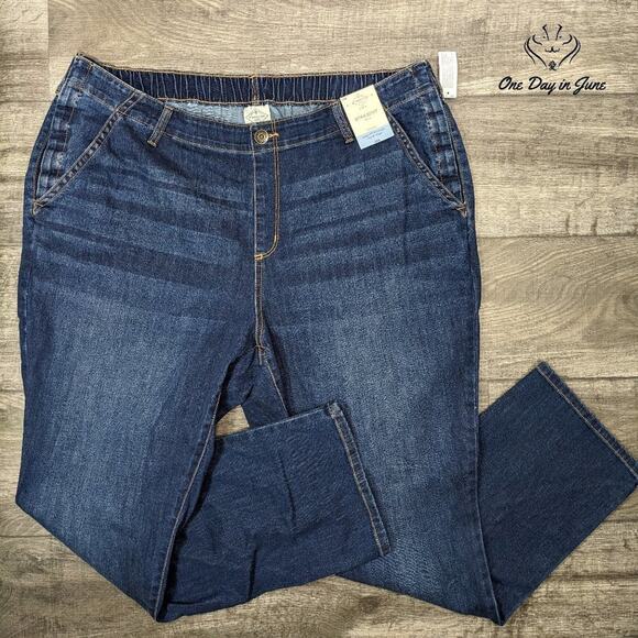 St. John's Bay Plus Size Easy Fit Straight Adaptive Jeans Size 22W - Picture 1 of 6